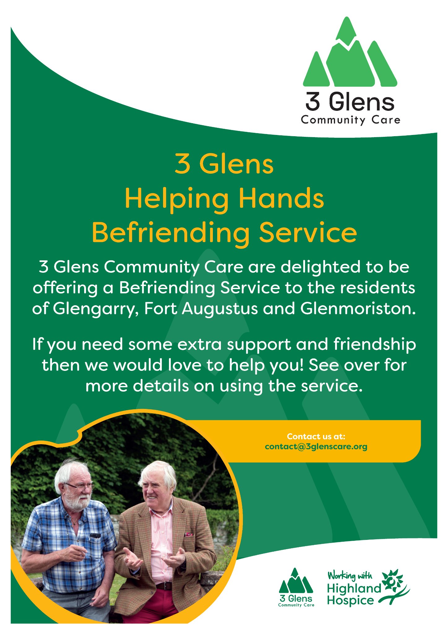 Helping Hands Befriending Service Leaflet Cover Page Transcribed on this page